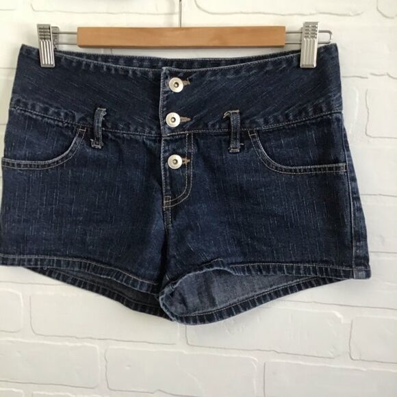 725 Originals 100% cotton mini jeans shorts high rise waisted button fly size 7 - Picture 11 of 11